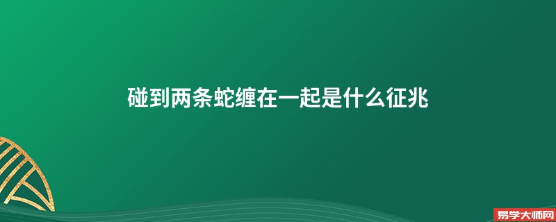 碰到两条蛇缠在一起是什么征兆