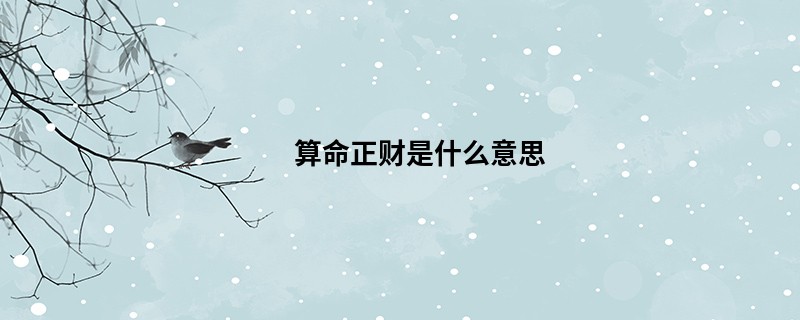 算命正财是什么意思